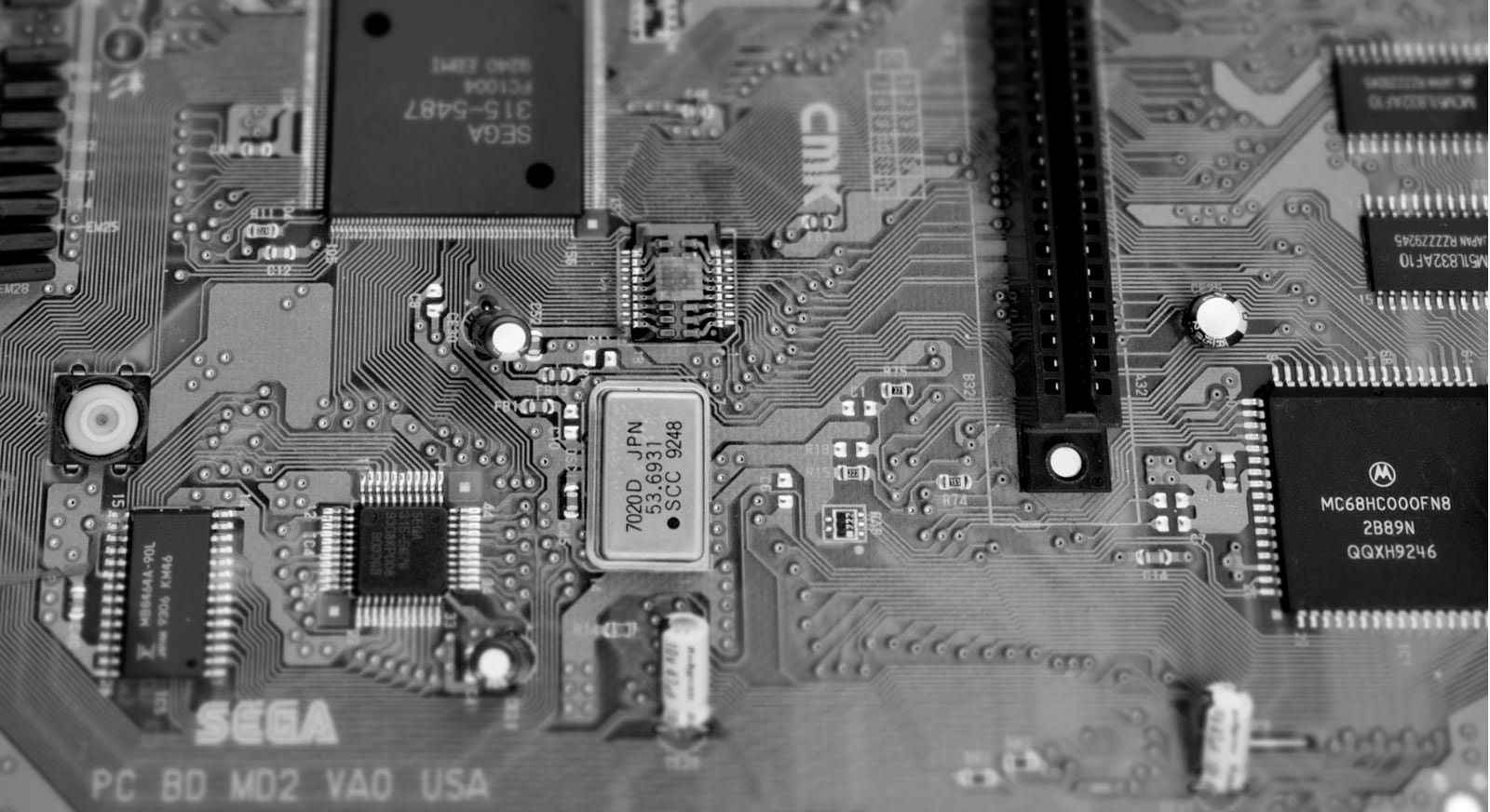 The motherboard of the sega genesis console I helped code a game in 68000 assembly language for.
